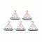 Alloy Enamel Pendants, Cadmium Free & Lead Free, Light Gold, Triangle with Moon, Pink, 19x20x1.5mm, Hole: 1.5mm