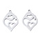 Non-Tarnish 201 Stainless Steel Pendants, Laser Cut, Heart with Human, Stainless Steel Color, 24x16x1mm, Hole: 1.4mm
