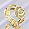 Brass Micro Pave Clear Cubic Zirconia Open Cuff Rings for Women, Letter, Rack Plating, Long-Lasting Plated, Cadmium Free & Lead Free, Real 18K Gold Plated, Letter Q, 11.5mm