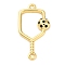 Brass Black Enamel Connector Charms, Pickleball, Golden, 21x11x3mm, Hole: 1mm