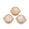 Brass Micro Pave Cubic Zirconia Links connectors, with Shell, Flat Round with Virgin Mary, Clear, Golden, 15x20x3mm, Hole: 1.2mm