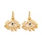 Brass Micro Pave Cubic Zirconia Pendants, Eye, Blue, Real 18K Gold Plated, 25x20.5x2.6mm, Hole: 6.2x3.2mm