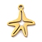 201 Stainless Steel Pendants, Laser Cut, Sea Animal Charm, Golden, Starfish, 17.5x13.5x1mm, Hole: 1.5mm