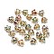 Brass Glass Links Connectors, Long-Lasting Plated, Butterfly, Real 18K Gold Plated, Mixed Color, 10x9x4mm, Hole: 0.9~1.2mm