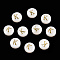 Natural Freshwater Shell Beads, with Golden Plated Brass Etched Metal Embellishments, Flat Round with Letter, Letter K, 7.5~8x4~5mm, Hole: 0.8mm