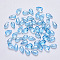 Transparent Spray Painted Glass Charms, with Glitter Powder, Teardrop, Cornflower Blue, 9.5x5x3mm, Hole: 1.2mm