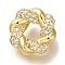 Rack Plating Brass Micro Pave Cubic Zirconia Charms, Cadmium Free & Lead Free, Long-Lasting Plated, Flower, Real 18K Gold Plated, 13.5x13.5x3mm, Hole: 3x4mm