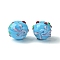 Handmade Bumpy Lampwork Beads, Round, Light Sky Blue, 14.5~15.5x13.5mm, Hole: 1.4mm