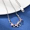 Brass Micro Pave Cubic Zirconia Link Bracelets, Cable Chain Bracelets for Women, Bowknot and Heart, Platinum, 6-3/4 inch(17.1cm)