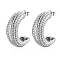 Non-Tarnish 304 Stainless Steel Arch Stud Earrings, Half Hoop Earrings, Stainless Steel Color, 27x10mm