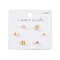 6 Pcs Brass Mirco Pave Clear Cubic Zirconia Ear Studs, with 925 Sterling Silver Pins, Flower & Heart  & Christmas deer & Round, Golden, 3~7x3~6.8mm