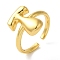 Initials Brass Open Cuff Ring for Women, Cadmium Free & Nickel Free & Lead Free, Letter T, 16.5x12.5mm, Adjustable