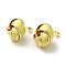 Real 18K Gold Plated Iron Enamel Stud Earrings for Women, with Brass Pin, Knot, Light Khaki, 21x20.5mm
