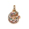 Brass Micro Pave Cubic Zirconia Pendants, Nickel Free, Real 18K Gold Plated, Colorful, Letter G, 18.5~24x12.5~25.5x5~5.5mm, Hole: 5x3mm