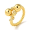 Rack Plating Brass Micro Pave Clear Cubic Zirconia Cuff Rings for Women, Cadmium Free & Nickel Free & Lead Free, Round Balls, Real 18K Gold Plated, Inner Diameter: 18.2mm