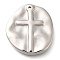 Anti-Tarnish 304 Stainless Steel Pendants, Flat Round with Cross Charm, Stainless Steel Color, 19.5x18x3mm, Hole: 1.2mm