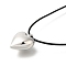 304 Stainless Steel Heart Pendant Necklaces for Women, Waxed Cord Necklaces, Stainless Steel Color, 16.14 inch(41cm)