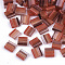 2-Hole Glass Seed Beads, Striped Seed Beads, Transparent Colours, Two Tone, Rectangle, Dark Red, 5x4.5~5.5x2~2.5mm, Hole: 0.5~0.8mm