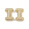 Brass Micro Pave Clear Cubic Zirconia Pendants, Cadmium Free & Nickel Free & Lead Free, Letter I, 21x22.5x7.5mm ,hole: 4x2.5mm