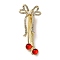 Cherry Golden Alloy Alligator Hair Clips, Hair Accessories for Women & Girls, with Resin & Rhinestone, Bowknot, 62x27x18.5mm