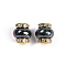 Brass Beads, Cadmium Free & Lead Free, with Rhinestone & Resin, Golden, Black, 14.5x13.5mm, Hole: 3.5mm