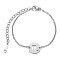 Tarnish Resistant 201 Stainless Steel Link Bracelets, with Cable Chains and Lobster Claw Clasps, Flat Round with Constellation, Scorpio, 6 inch~6-3/4 inch(15~17.5cm), 1.5mm