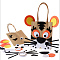DIY Rectangle with Tiger Pattern Kraft Paper Bag Making Set, Including Paper Bag, Non Woven Fabrics Stickers, Eyes Cabochons, Mixed Color, 306mm, Bag: 210x160x1.5mm, Unfold: 210x160x80mm
