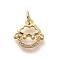 Rack Plating Brass Micro Pave Cubic Zirconia Pendants, Long-Lasting Plated, Lead Free & Cadmium Free, Zodiac Signs Charms, with Jump Ring, Sheep, 11x11x2mm