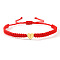 304 Stainless Steel Heart with Letter Bead Braided Bead Bracelets, Adjustable Nylon Cord Braided Bracelets for Couple Friendship, Gold, Letter I, 7-7/8 inch(20cm), Inner Diameter: 11 inch(28cm)