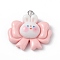 Opaque Resin Pendants, Rabbit Charms, with Platinum Tone Iron Loops, Bow, 24x25.5x8mm, Hole: 2mm