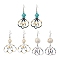 3 Pairs Flower Glass Seed Beaded Dangle Earrings for Women, with Tortoise Synthetic Turquoise and Natural Shell, Mixed Shapes, Stainless Steel Color, Mixed Color, 78~80x30mm, 3 pairs/set