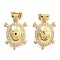Brass Pave Clear Cubic Zirconia Stud Earrings, Tortoise, Golden, 21x14mm