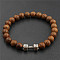 Wood & Alloy Beaded Stretch Bracelet, Sports, 6-3/4~7-1/2 inch(17~19cm)