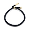 Cotton Cord Bracelets, with Brass Finding, Long-Lasting Plated, Real 24K Gold Plated, Prussian Blue, 8-1/2 inch(21.5cm)~9 inch(23cm)