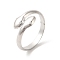 Non-Tarnish 304 Stainless Steel Cuff Rings, Snake Open Finger Rings for Women Men, Stainless Steel Color, 3~11.5mm, Inner Diameter: US Size 8 1/4(18.3mm)