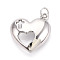 Brass Pendants, Cadmium Free & Lead Free, Heart with Cross, with Jump Ring, Platinum, 21x18x5mm, Hole: 3.5mm