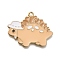 Alloy Enamel Pendants, Golden, Dinosaur with Hat Charm, PeachPuff, 24.5x30.5x1.5mm, Hole: 1.6mm