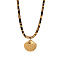304 Stainless Steel Pendant Polyester Leopard Print Cord Necklaces for Women, Golden, Shell Shape, 15.75 inch(40cm)