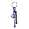 Cross & Evil Eye Zinc Alloy Enamel Pendants Keychains, with Polyester Cord and Iron Split Ring, Marine Blue, 10cm