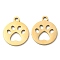 Ion Plating(IP) 304 Stainless Steel Charms, Manual Polishing, Paw Print, Golden, 14.5x12x1mm, Hole: 1.6mm