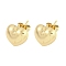 Brass Ear Studs, Real 18K Gold Plated, Heart, 11.5x11.5mm