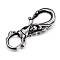 304 Stainless Steel Lobster Claw Clasps, Skull, Antique Silver, 54x21mm