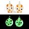 Handmade Lampwork Pendants, Pig, Luminous, Orange, 20~22x15~17x14~15mm, Hole: 2.5~3mm
