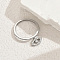 Brass Micro Pave Cubic Zirconia Finger Rings for Women, Evil Eye Dangle Charm Ring, Silver, US Size 7(17.3mm)