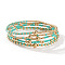 5Pcs Zinc Alloy & Glass Seed Round Beads Stretch Bracelet Set for Women, Aquamarine, Inner Diameter: 5/8 inch(1.6cm)