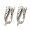Rack Plating Brass Micro Pave Cubic Zirconia Hoop Earring Findings, Long-Lasting Plated, Lead Free & Cadmium Free, with Loop, Platinum, 18.5x15x5.5mm, Hole: 1.2mm, Pin: 0.8x11mm