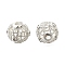 Brass Micro Pave Clear Cubic Zirconia Beads, Long-Lasting Plated, Round, Silver, 8.5x8.5x8.5mm, Hole: 1.6mm