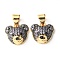Rack Plating Brass Micro Pave Cubic Zirconia Charms, Cadmium Free & Lead Free, Real 18K Gold Plated, Long-Lasting Plated, Bear Head Charm, Lilac, 11.5x12x5mm, Hole: 3.5x4.5mm