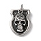 304 Stainless Steel Pendants, with Jump Ring, Shield with Skull Charm, Antique Silver, 39x31x12mm, Hole: 10mm