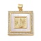 Brass Micro Pave Cubic Zirconia Pendants, Cadmium Free & Lead Free, with Shell Charms, Virgin Mary, Real 18K Gold Plated, Square, 24.5x21.5x3.5mm, Hole: 3.5x4mm